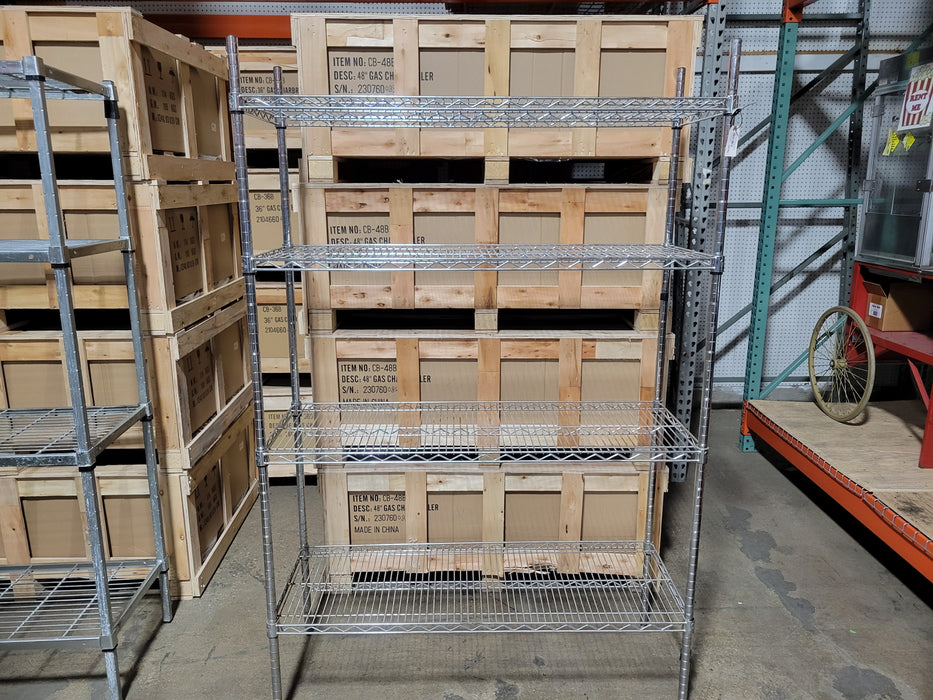 Wire Shelving Unit, Chrome Plated, 18" x 48" with 4 Shelves-cityfoodequipment.com