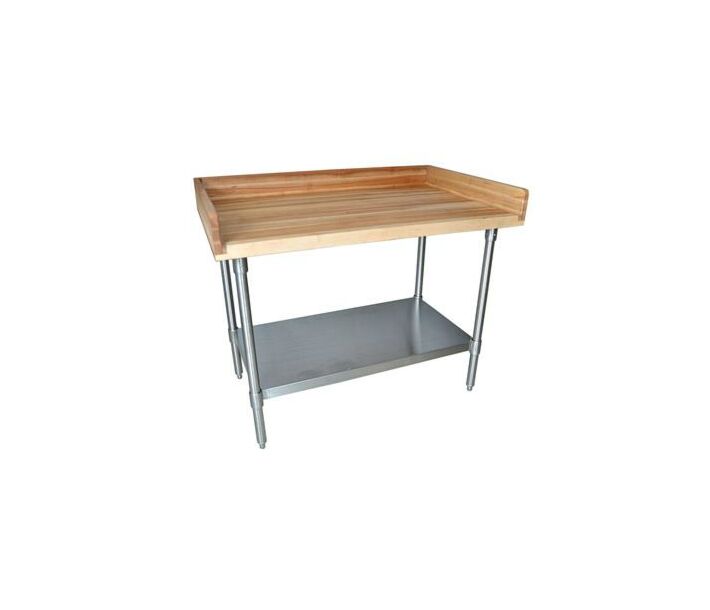 Hard Maple Bakers Top Table 60"x36", Stainless Undershelf, Oil Finish-cityfoodequipment.com