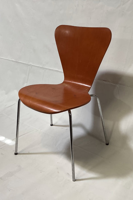 Used Chair - Burnt Orange Wood Seat & Back, Stackable-cityfoodequipment.com