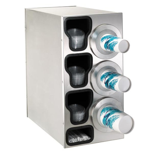 Dispense-Rite BFL-C-3RSS Countertop Cup, Lid & Straw Dispensing Cabinet-cityfoodequipment.com