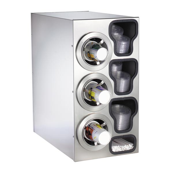 Dispense-Rite CTC-C-3LSS Countertop Cup, Lid & Straw Dispensing Cabinet-cityfoodequipment.com