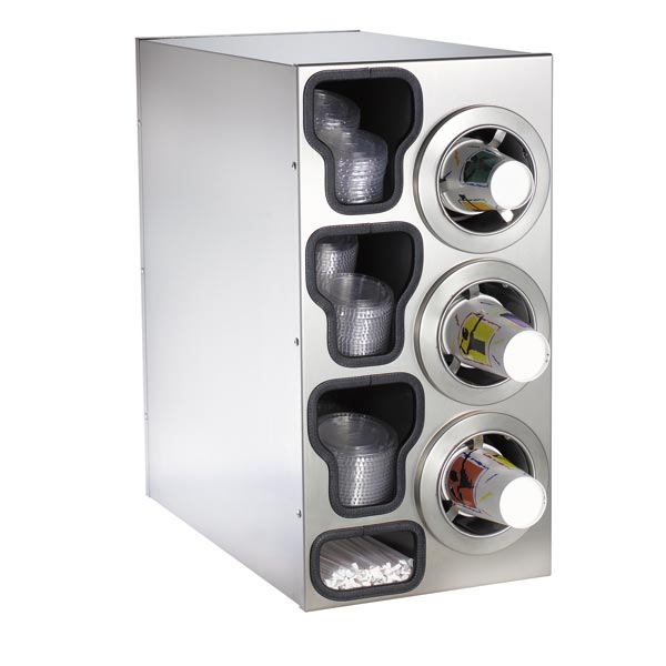 Dispense-Rite CTC-C-3RSS Countertop Cup, Lid & Straw Dispensing Cabinet-cityfoodequipment.com