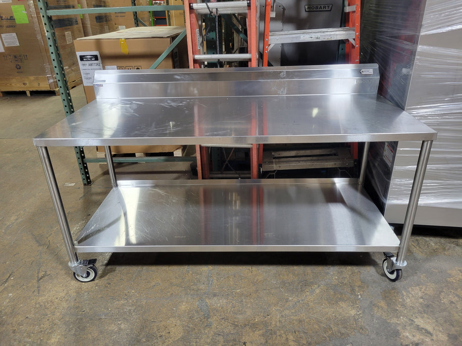 Used 72"W X 30D Stainless Steel Work Table with Casters-cityfoodequipment.com