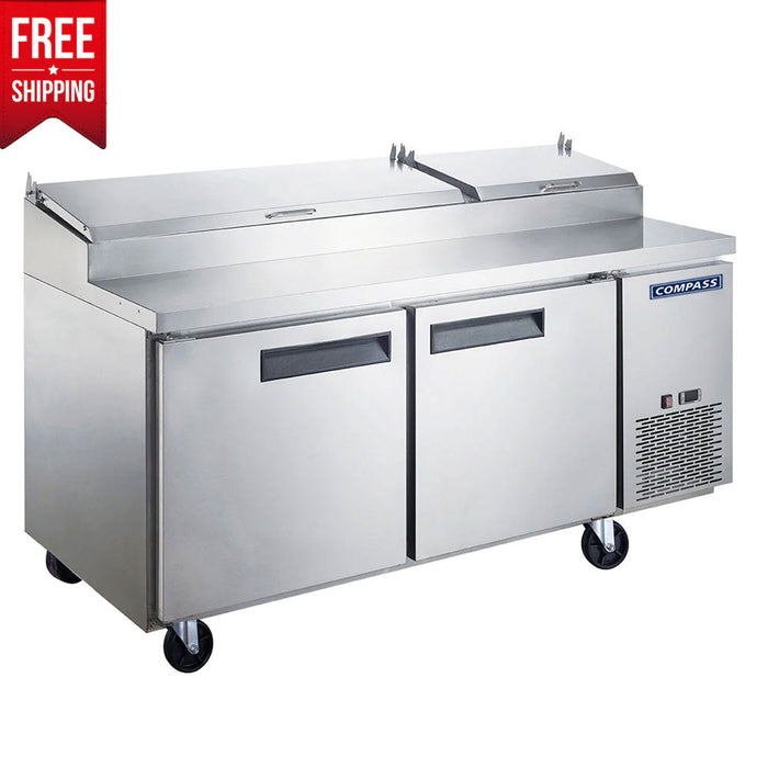 Compass PLG-1A-SC204 - 70" 2 Door Pizza Prep Table Refrigerator-cityfoodequipment.com