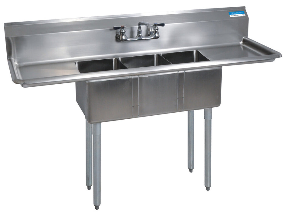 Compass 3-Compartment Convenience Store Sink Dual 15" 10" x 14" x 10" D Bowls-cityfoodequipment.com