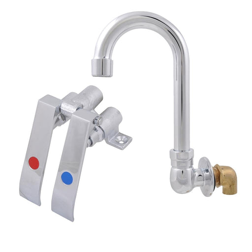 Dual Pedal Metering Knee Valve Kit w/ Splash Mount Faucet - 3.5" Gooseneck Spout-cityfoodequipment.com