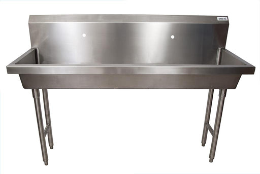 60" Freestanding 2 Station Handwash Sink, Single Hole Splash Mount-cityfoodequipment.com