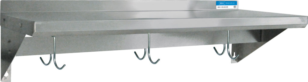 16" x 96" S/S T-430 18 Ga Wall Shelf With Pot Rack-cityfoodequipment.com