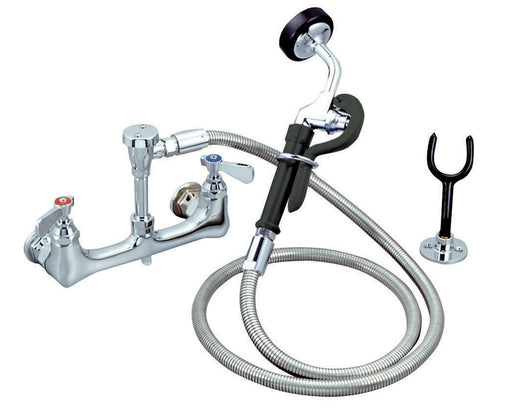 Optiflow Utility Spray, Splash/Wall Mount, Dual Valve, SS Braided Hose-cityfoodequipment.com