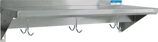 16" x 72" S/S T-430 18 Ga Wall Shelf With Pot Rack-cityfoodequipment.com