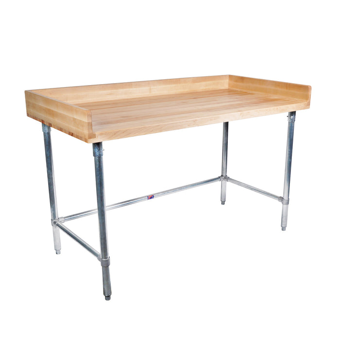 Hard Maple Bakers Top Table W/Galvanized Open Base, Oil Finish 30" x 60"-cityfoodequipment.com