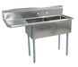 S/S 2 Compartments Sink w/ 24" Left Drainboard 24" x 24" x 14" D Bowls-cityfoodequipment.com