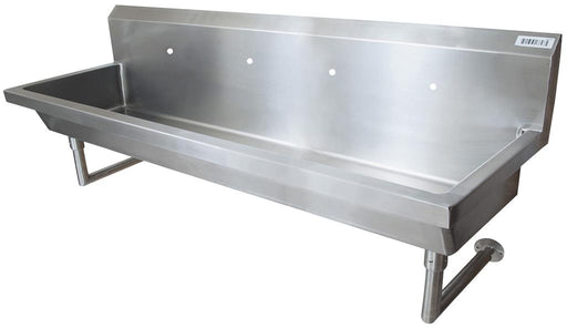 96" Wall Mount 4 Station Handwash Sink, Single Hole Splash Mount-cityfoodequipment.com