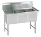 S/S 3 Compartments Sink, 10" Riser 16" x 20" x 14" D Bowls-cityfoodequipment.com