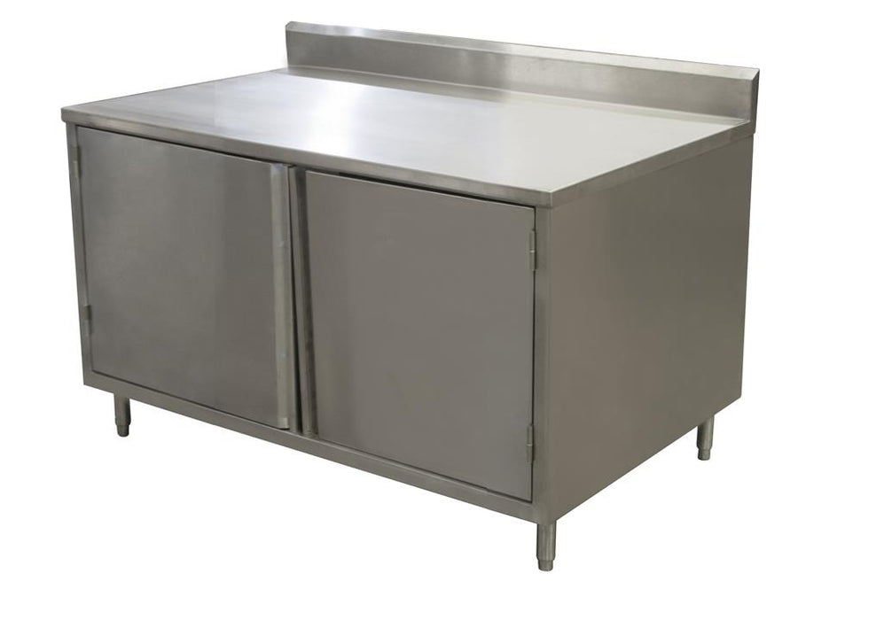 30" X 48" S/S Cabinet Base Chef Table 5" Riser Hinged Door-cityfoodequipment.com