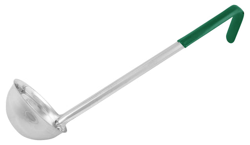 Winco Prime One-piece S/S 6oz Ladle, Green,NSF (12 Each)-cityfoodequipment.com