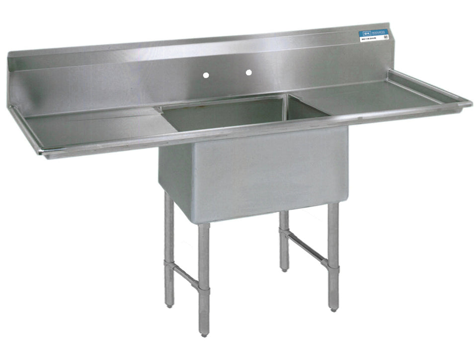 S/S 1 Compartment Sink 10" Riser & Drainboards 24" x 24" x 14" D Bowls-cityfoodequipment.com