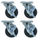 Set of (4) 4" Gray Rubber Wheel Swivel Caster With 2-3/8"X3-5/8" Top Plate With Top Lock Brake-cityfoodequipment.com