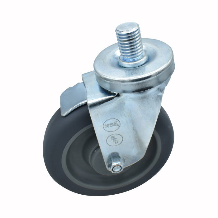 5" Gray Rubber Wheel 3/4"-10x1" Threaded Stem Swivel Caster-cityfoodequipment.com