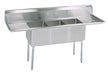 S/S 3 Compartments Sink w/ & Dual 18" Drainboards 18" x 24" x 14" D Bowls-cityfoodequipment.com