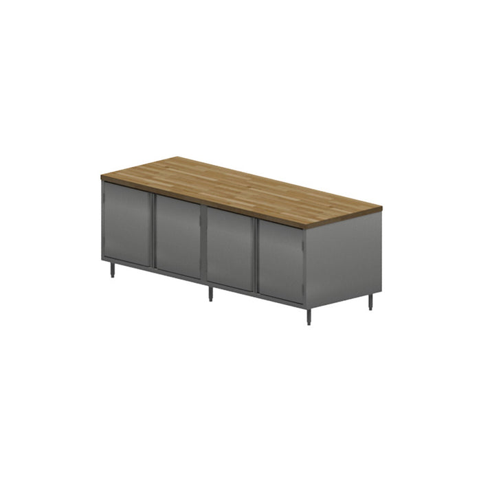 30" X 96" Maple Top Cabinet Base Chef Table Hinged Door-cityfoodequipment.com