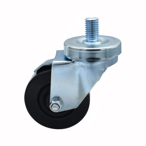 3" Hard Rubber Wheel 5/8"-13x1" Threaded Stem Swivel Caster With Top Lock Brake-cityfoodequipment.com