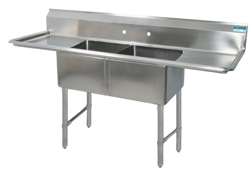 S/S 2 Compartments Sink 10" Riser & Drainboards 16" x 20" x 14" D Bowls-cityfoodequipment.com