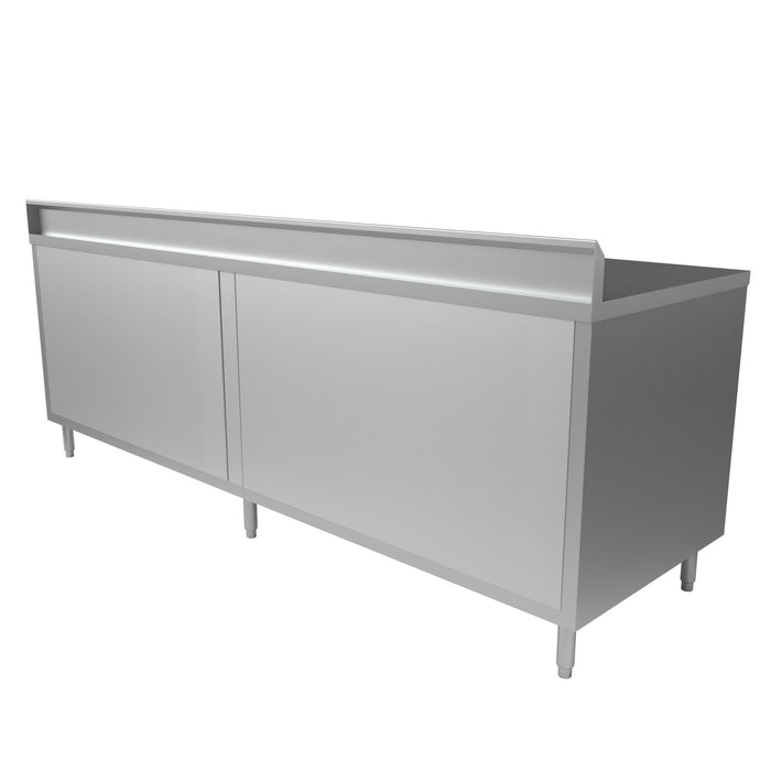 30" X 84" S/S Cabinet Base Chef Table 5" Riser Hinged Door-cityfoodequipment.com