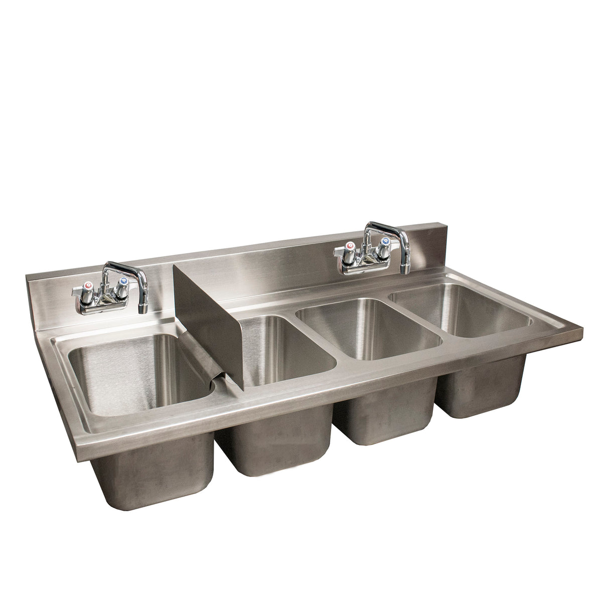 4 Compartment Drop in Sink • Stainless Steel Separator/Splash Turns ...