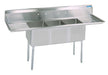 S/S 3 Compartments Economy Sink Dual 24" Drainboards 24" x 24" x 14"-cityfoodequipment.com