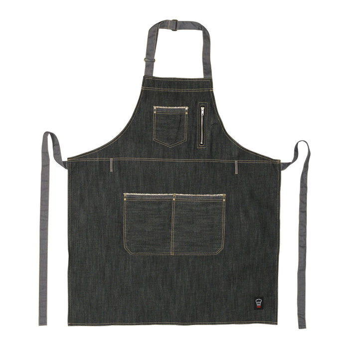 Bib Apron, 34.5"L x 30.25"W, Denim (12 Each)-cityfoodequipment.com