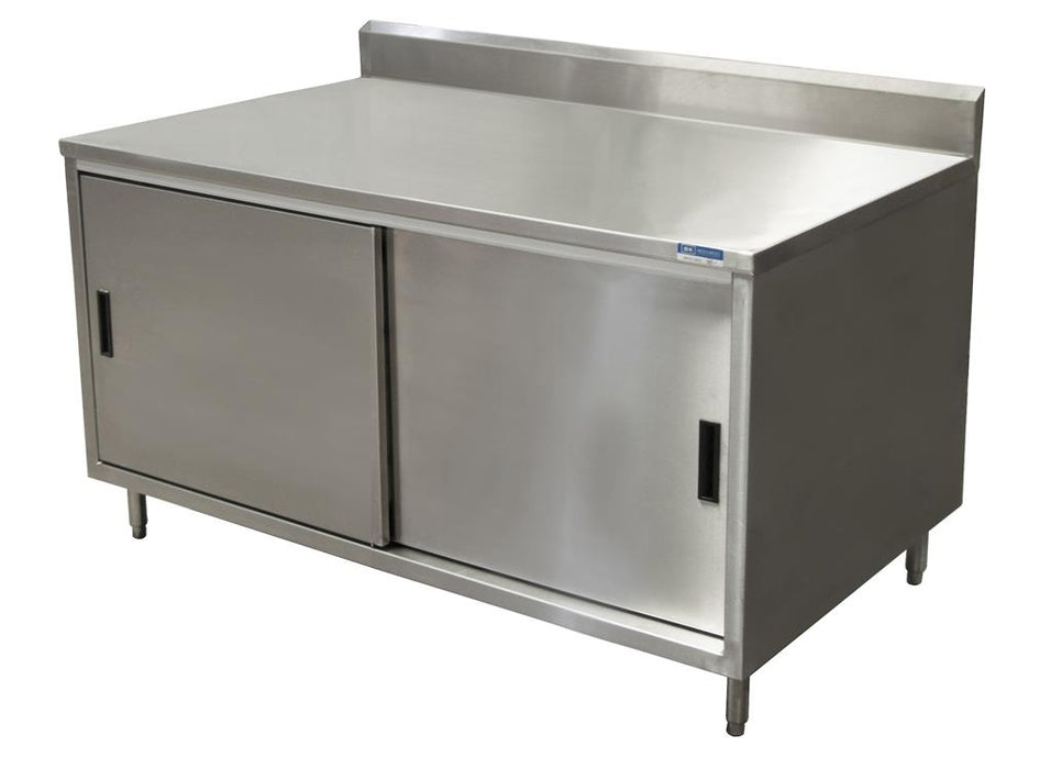 30" X 36" S/S Cabinet Base Chef Table 5" Riser Sliding Door-cityfoodequipment.com