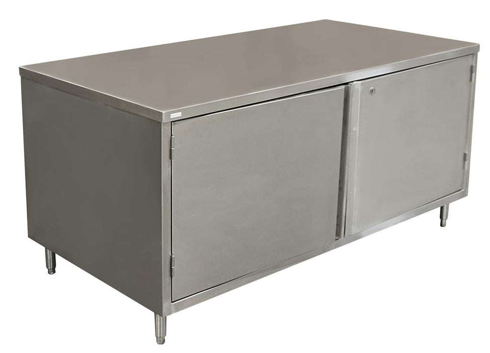 30" X 72" S/S Cabinet Base Chef Table Hinged Door w/Locks-cityfoodequipment.com