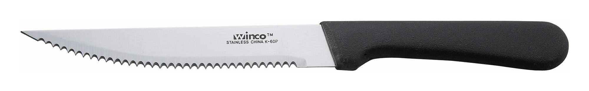 Steak Knives, 5" Blade, Black PP Hdl, Pointed Tip (24 Dozen)-cityfoodequipment.com