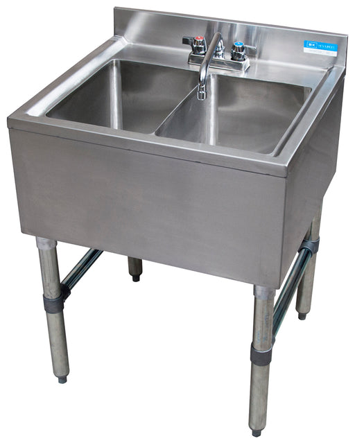 S/S 2 Compartment Underbar Sink 24"OAL 10X14X10D-cityfoodequipment.com