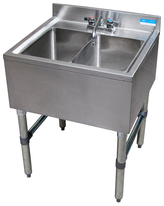 S/S 2 Compartment Underbar Sink 24"OAL 10X14X10D-cityfoodequipment.com