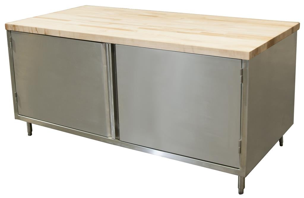 36" X 72" Maple Top Cabinet Base Chef Table Hinged Door-cityfoodequipment.com