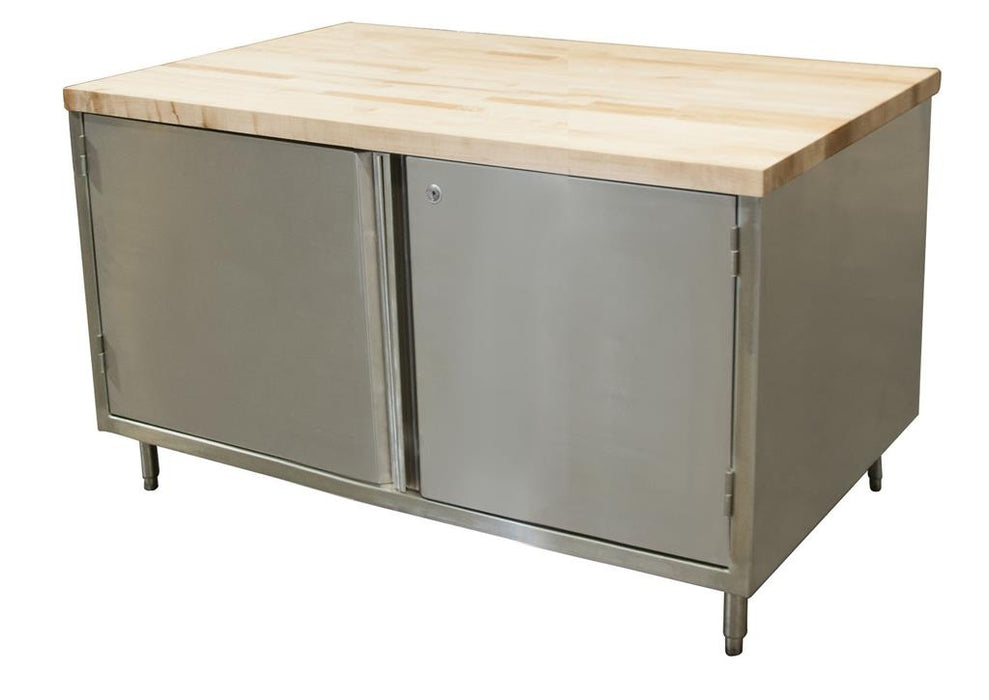 36" X 60" Maple Top Cabinet Base Chef Table Hinged Door w/Locks-cityfoodequipment.com