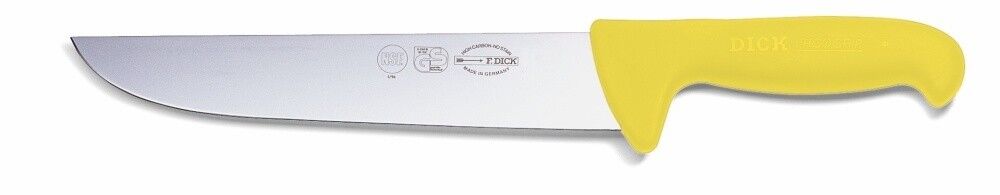 F. Dick (8234830-02) 12" Butcher Knife, Yellow Handle-cityfoodequipment.com