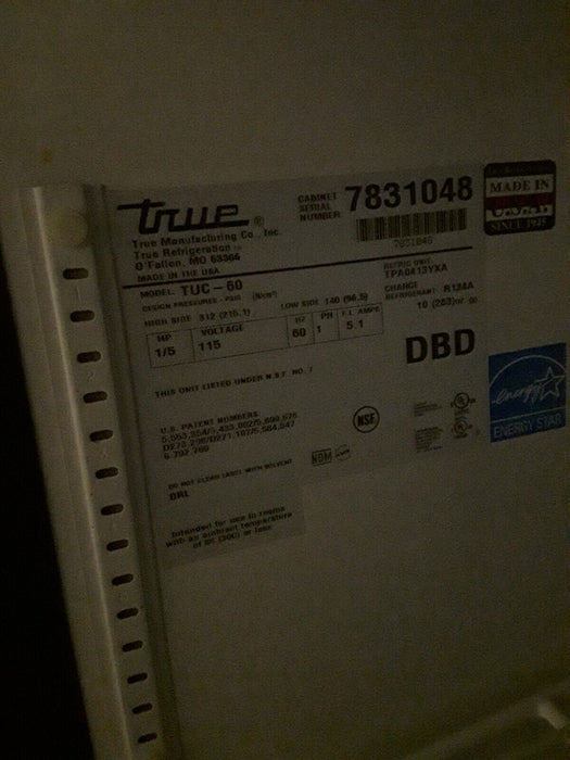 Used True 60” Refrigerator With Work Top-cityfoodequipment.com