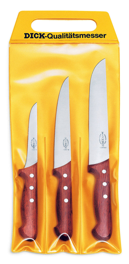 F. Dick (8155300) Set of 3 Wood Handle Butcher Knives in pouch-cityfoodequipment.com