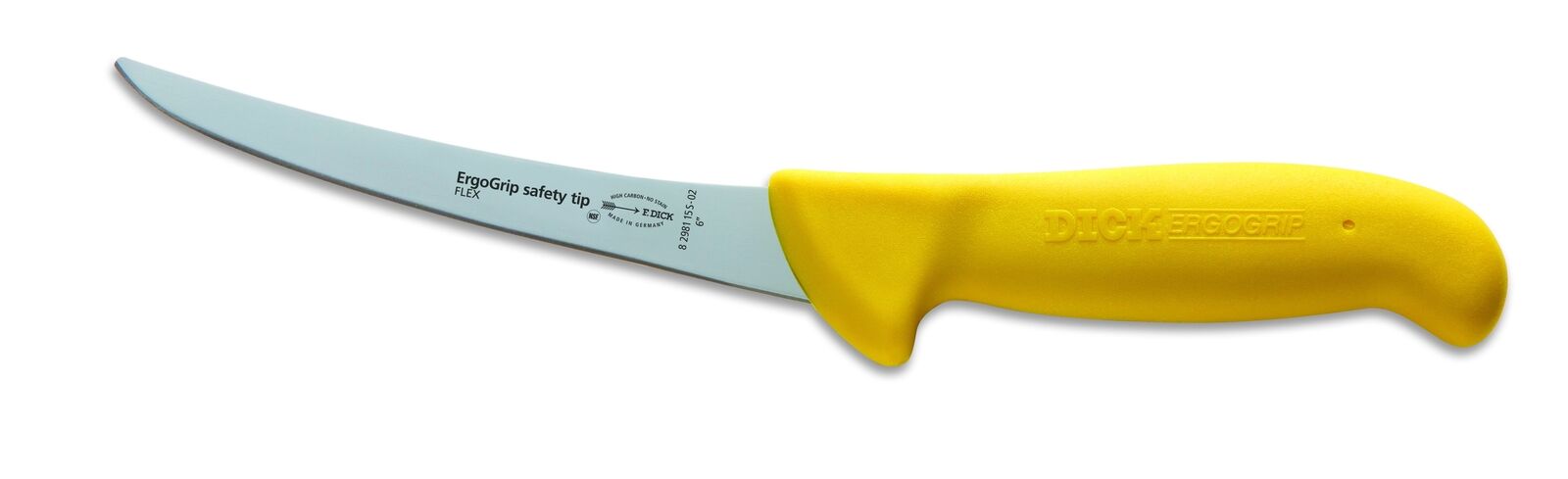 F. Dick (82981150S-02) 6" Boning Knife ErgoGrip Safety Tip, Flex, Yellow Handle-cityfoodequipment.com