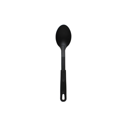 11 1/2" NYLON SOLID HEAT RESISTANT SPOON, BLACK, 410°F LOT OF 12 (Ea)-cityfoodequipment.com