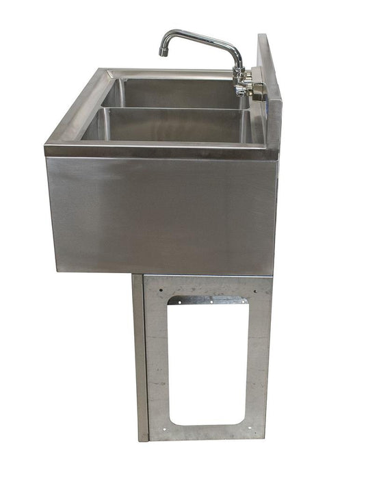 18"X24" S/S Underbar Sink 2 Compartment w/ Faucet & Pedestal Base-cityfoodequipment.com