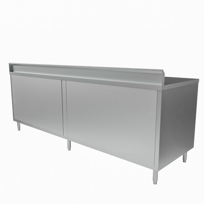 30" X 84" S/S Cabinet Base Chef Table 5" Riser Sliding Door-cityfoodequipment.com