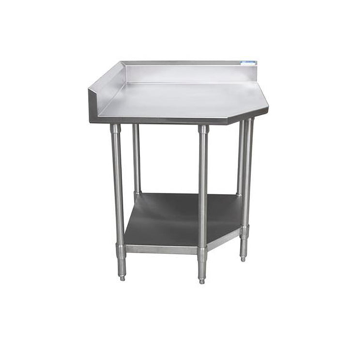 16 ga. S/S Corner Work Table With Undershelf 5"Riser 30"Wx30"D-cityfoodequipment.com