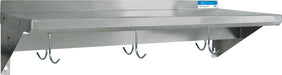 12" x 30" S/S T-304 18 Ga Wall Shelf With Pot Rack-cityfoodequipment.com