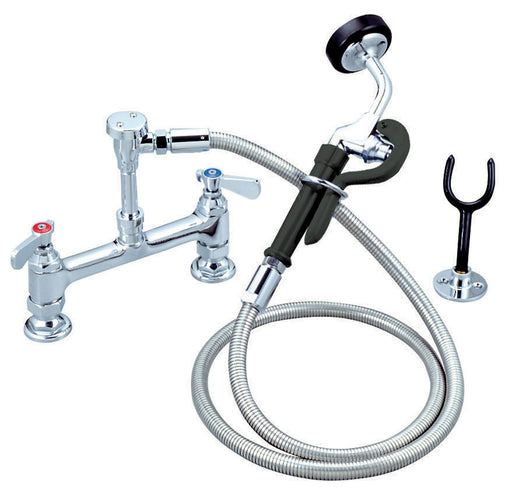 Optiflow Utility Spray Faucet, 8" O.C. Deck Mount, 72" SS Braided Hose-cityfoodequipment.com