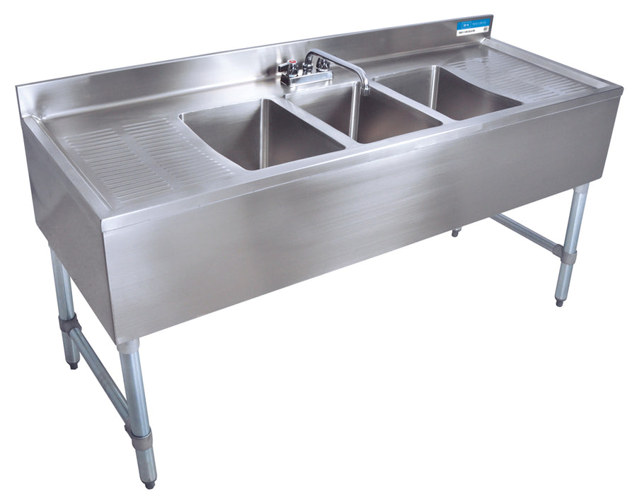 S/S 3 Compartment Underbar Sink 96"OAL 10X14X10D-cityfoodequipment.com