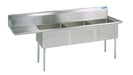 S/S 3 Compartments Sink w/ Left Drainboard 16" x 20" x 12" D Bowls-cityfoodequipment.com